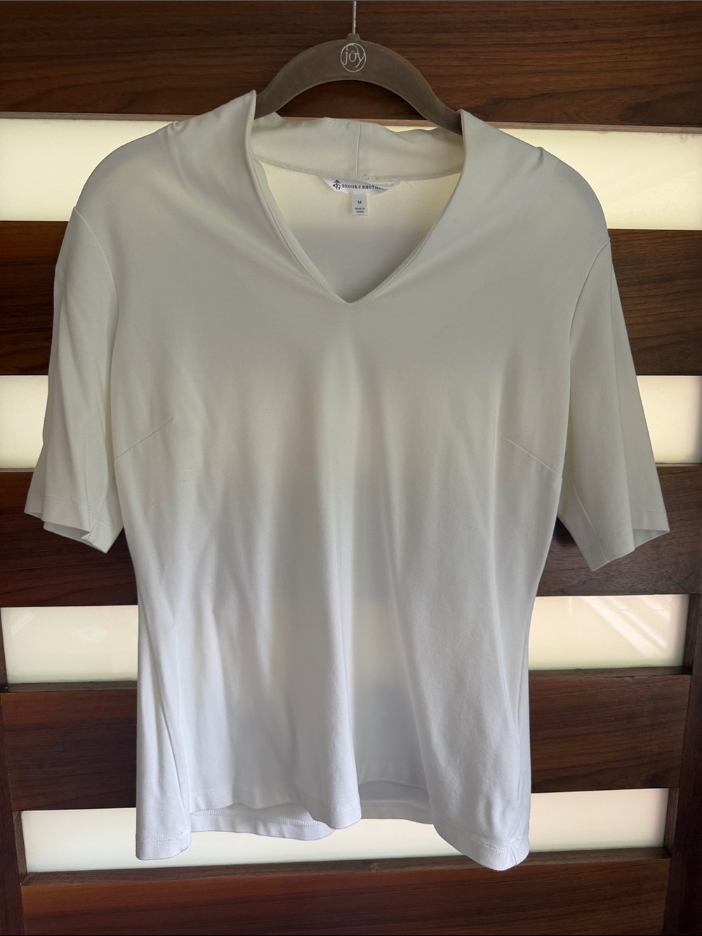 Brooks Brothers White Short-Sleeve V-Neck Top